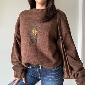 90s Vintage Club Basic Oversized Brown Jumper